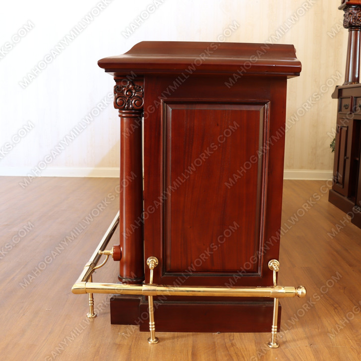 9ft Mahogany English Tavern Pub Bar w/ Granite Countertop
