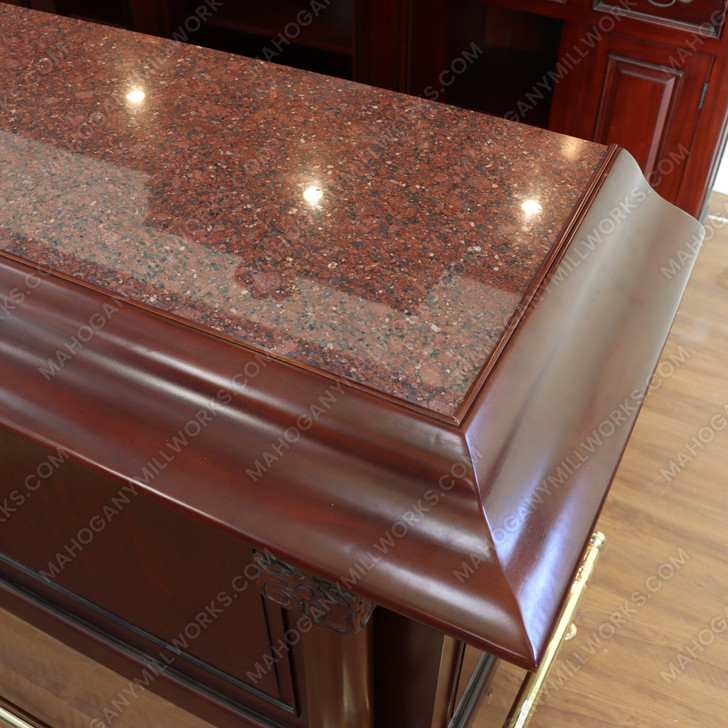 9ft Mahogany English Tavern Pub Bar w/ Granite Countertop
