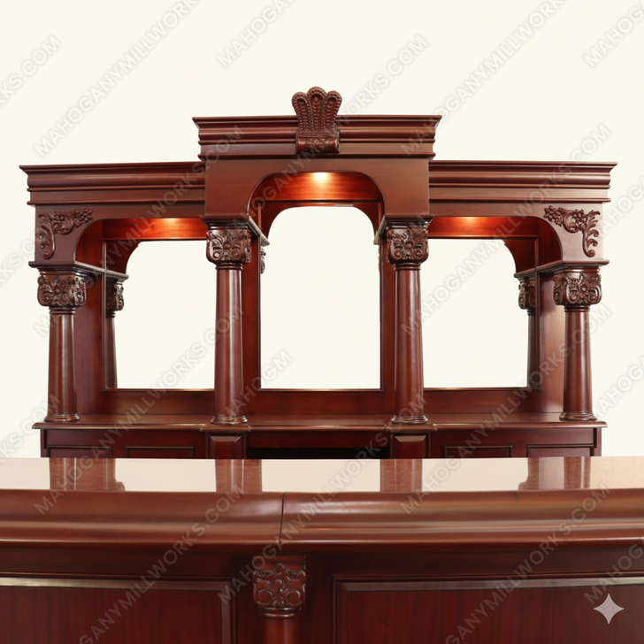 9ft Mahogany English Tavern Pub Bar w/ Granite Countertop