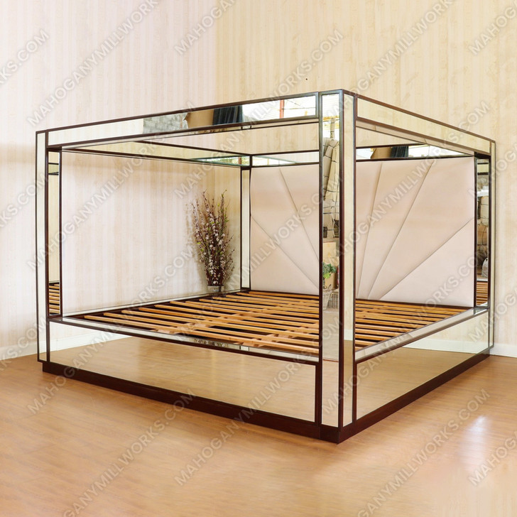Oversized Alaska King Mirrored Four Post Canopy Bed