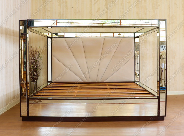 Alaska King Mirrored Four Post Canopy Bed