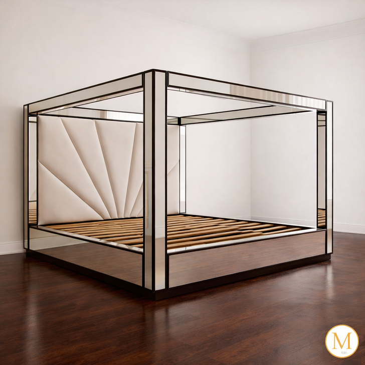 Oversized Alaska King Mirrored Four Poster Canopy Bed