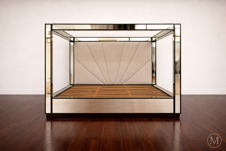 Oversized Alaska King Mirrored Four Poster Canopy Bed