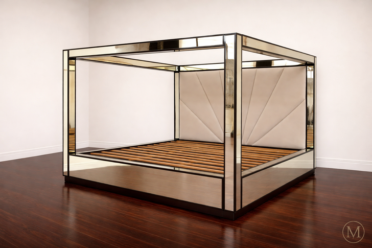 Oversized Alaska King Mirrored Four Poster Canopy Bed