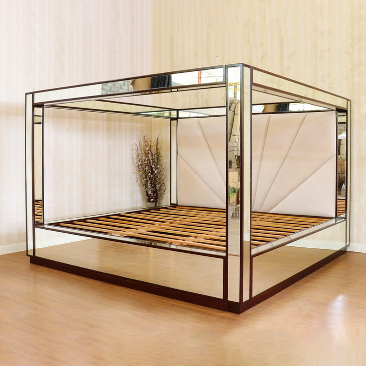Oversized Alaska King Mirrored Four Poster Canopy Bed