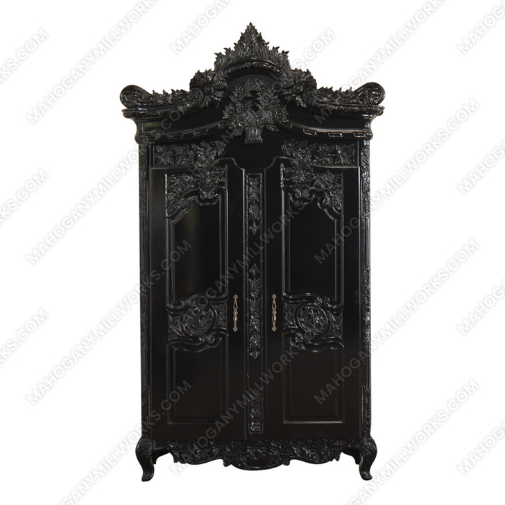 Black Victorian Ornate Armoire Wardrobe