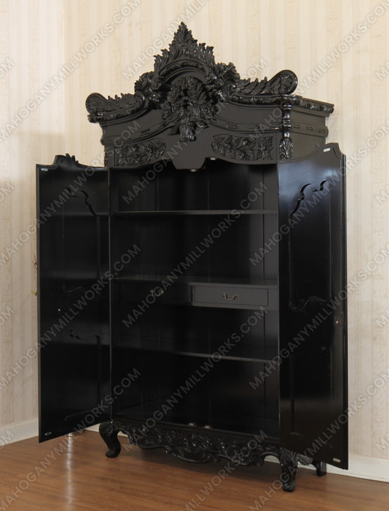 Black Victorian Ornate Armoire Wardrobe