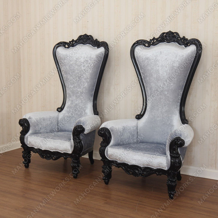 72"H Oversized Gothic Upholstered Chairs (Pair of 2)