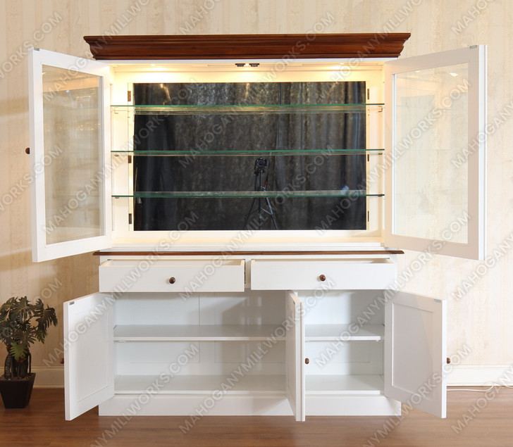 Custom White 2-Door Cabinet w/ Light Mahogany Accents