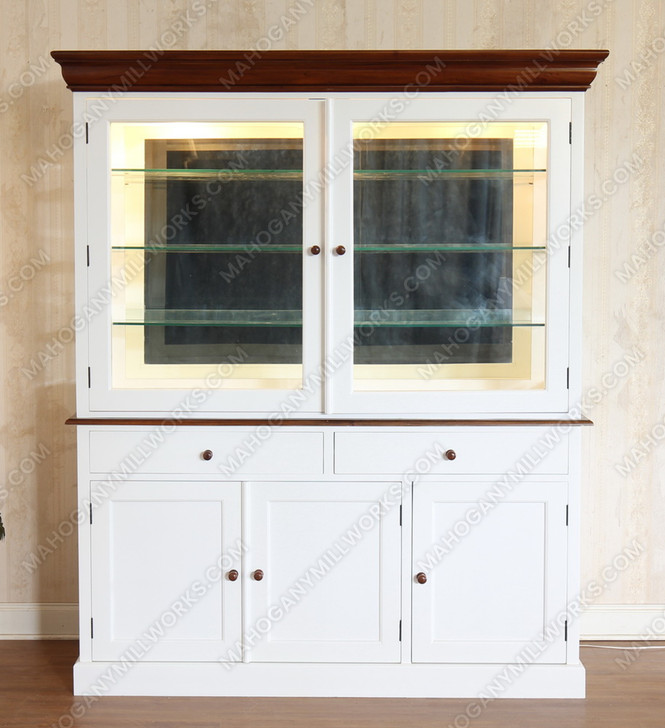 Custom White 2-Door Cabinet w/ Light Mahogany Accents