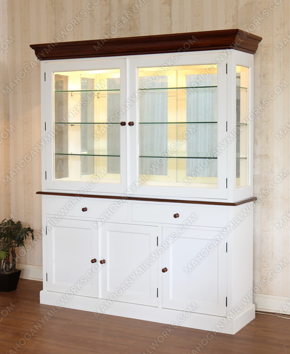 Custom White 2-Door Cabinet w/ Light Mahogany Accents