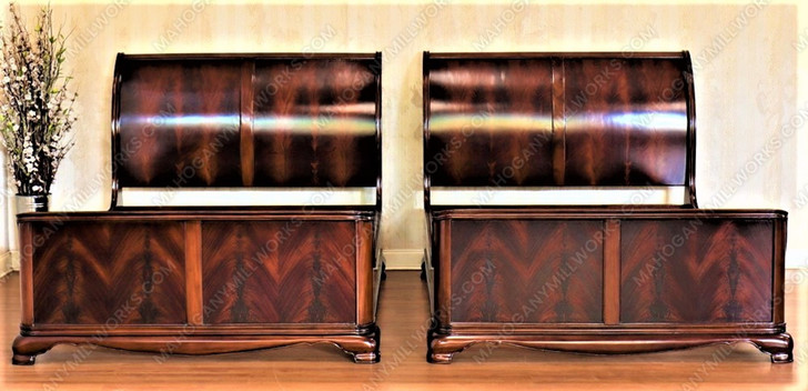 Crotch Mahogany French Sleigh Bed