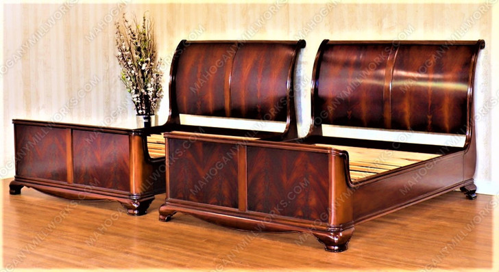 Crotch Mahogany French Sleigh Bed