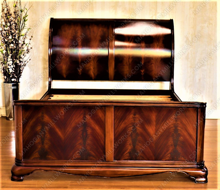 Crotch Mahogany French Sleigh Bed