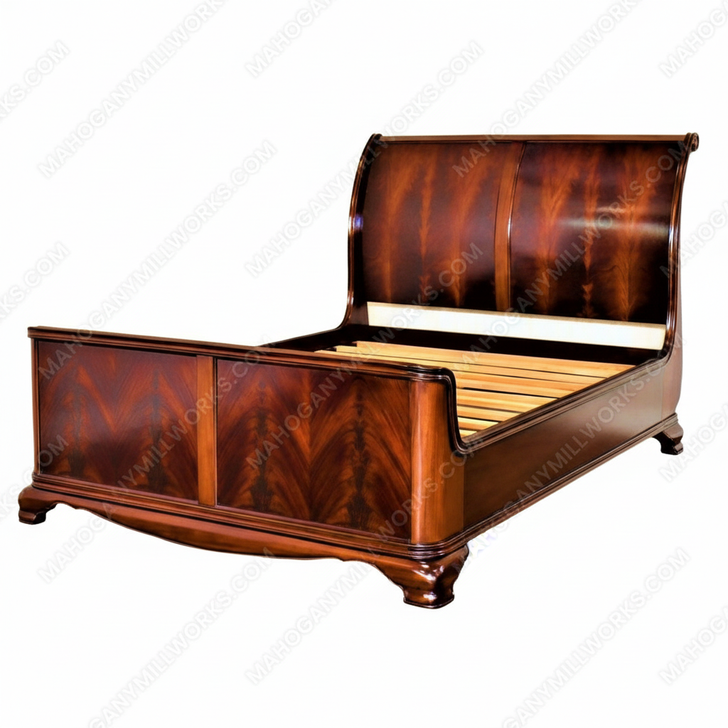 Crotch Mahogany French Sleigh Bed