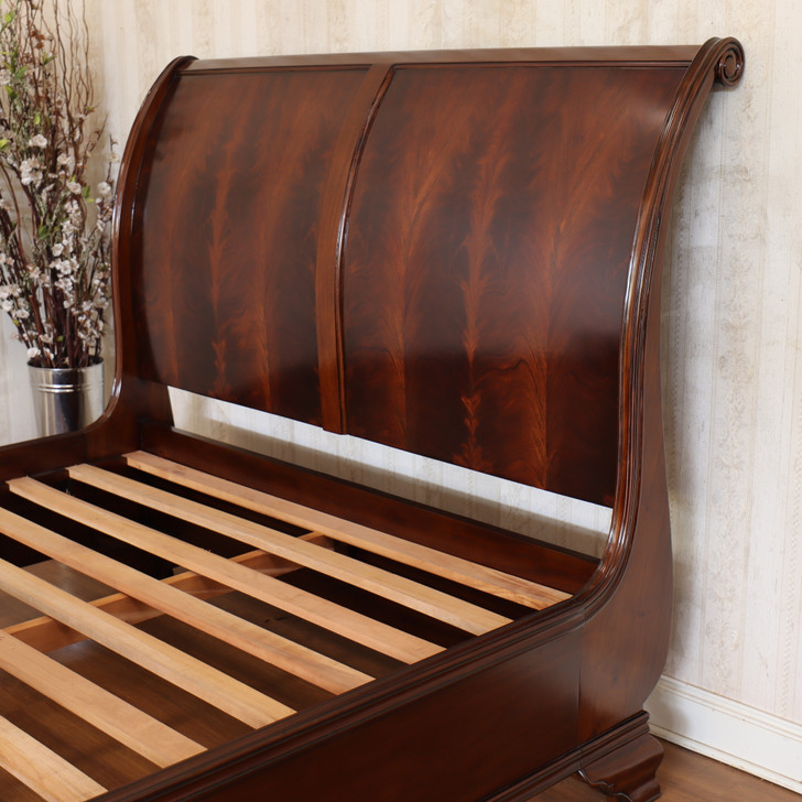 Crotch Mahogany French Sleigh Bed