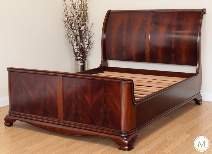 Crotch Mahogany French Sleigh Bed