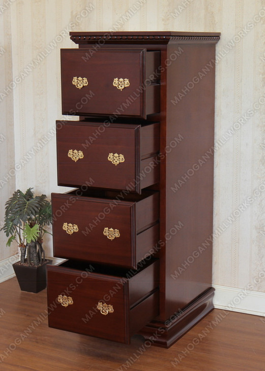 Custom Mahogany 4 Drawer Executive Office Filing Cabinet