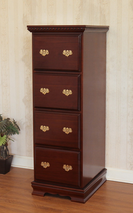 Custom Mahogany 4 Drawer Executive Office Filing Cabinet