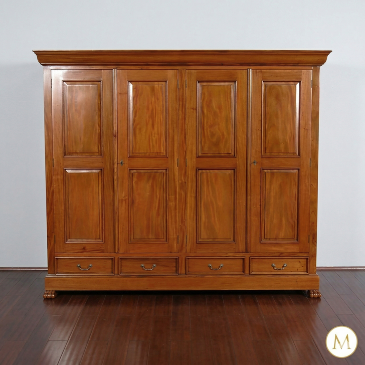 7.5ft Light Mahogany 4 Door Sectional Wardrobe Closet