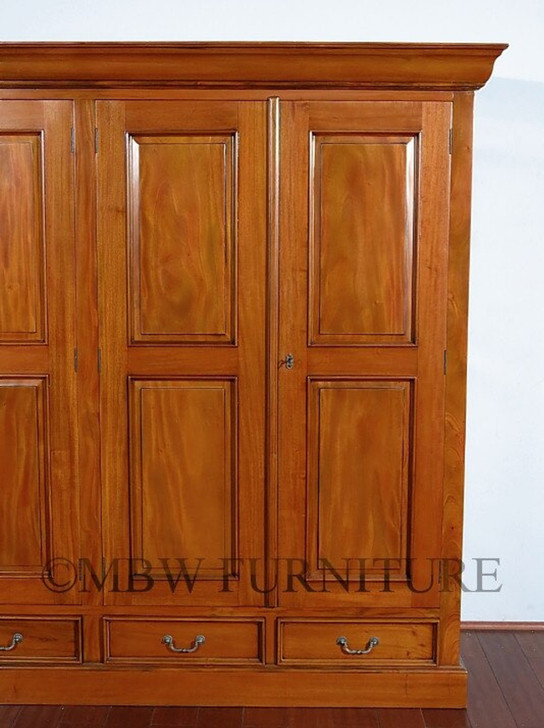 7.5ft Light Mahogany 4 Door Sectional Wardrobe Closet