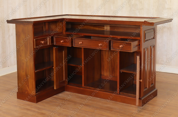 10ft Light Mahogany L-Shape Bar