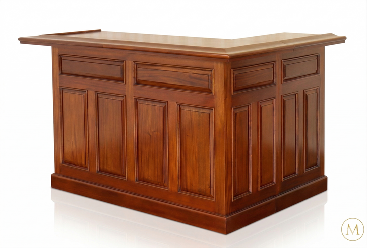 10ft Light Mahogany L-Shape Bar