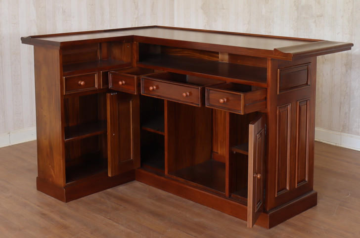 10ft Light Mahogany L-Shape Bar