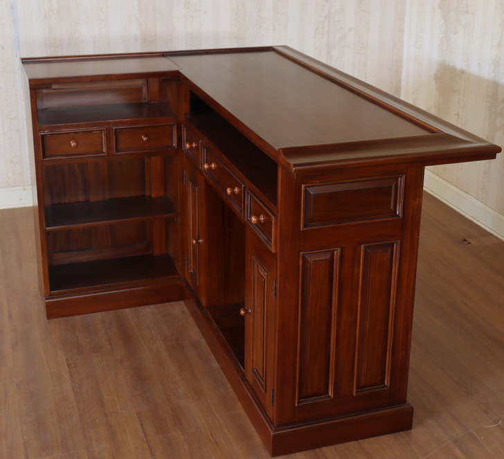 10ft Light Mahogany L-Shape Bar