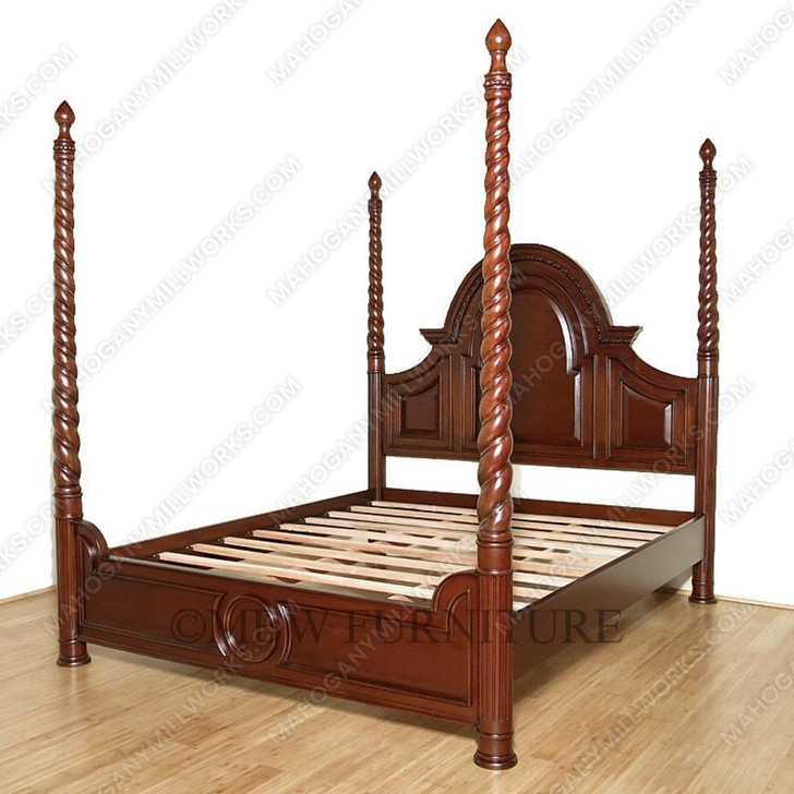 Mahogany Barley Twist Four Post Canopy Bed (E. King)