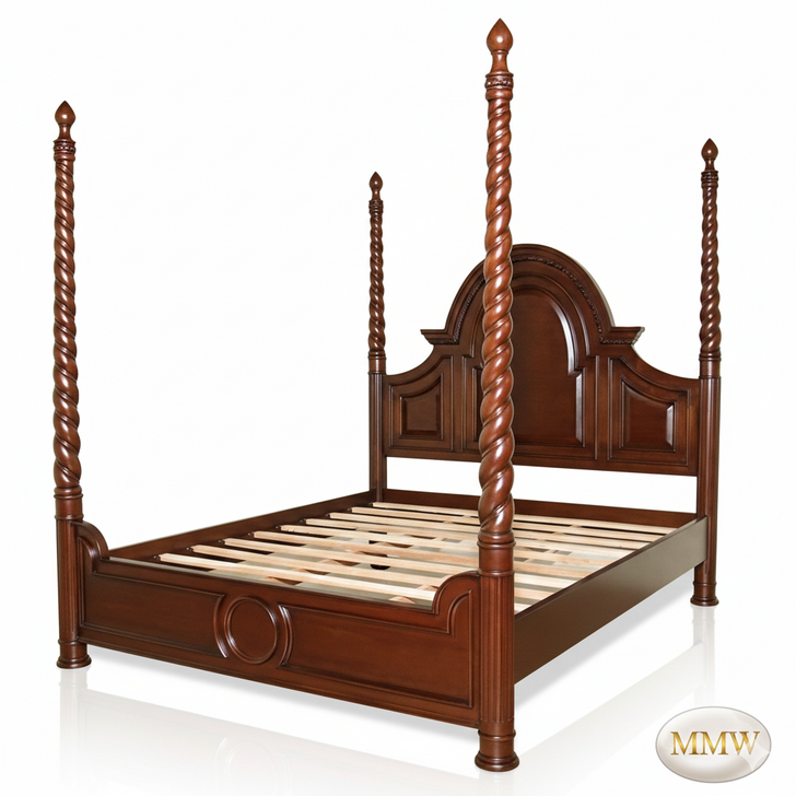 Mahogany Barley Twist Four Post Canopy Bed (E. King)