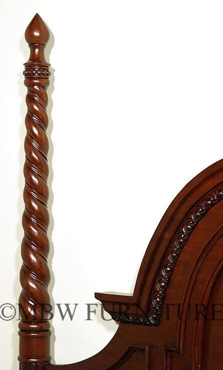 Mahogany Barley Twist Four Post Canopy Bed (E. King)