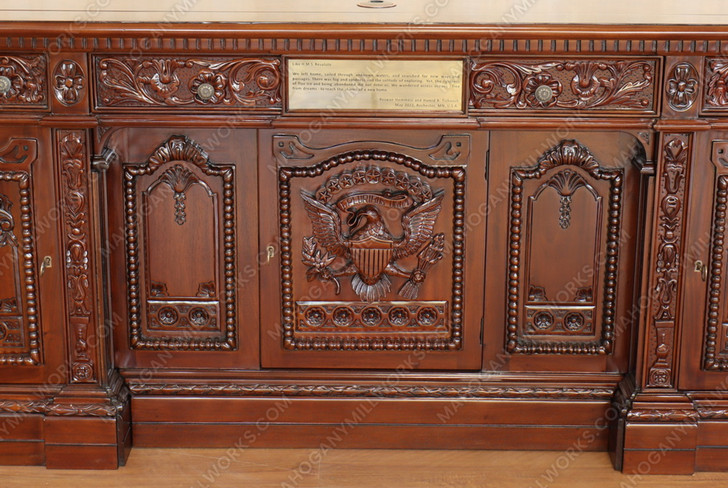 7ft Custom mahogany president's resolute desk w/ Mappa Burl Inlay Wood Top