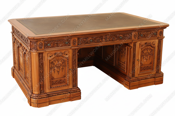 6ft Mahogany Presidential Resolute Desk w/ Genuine Leather Top
