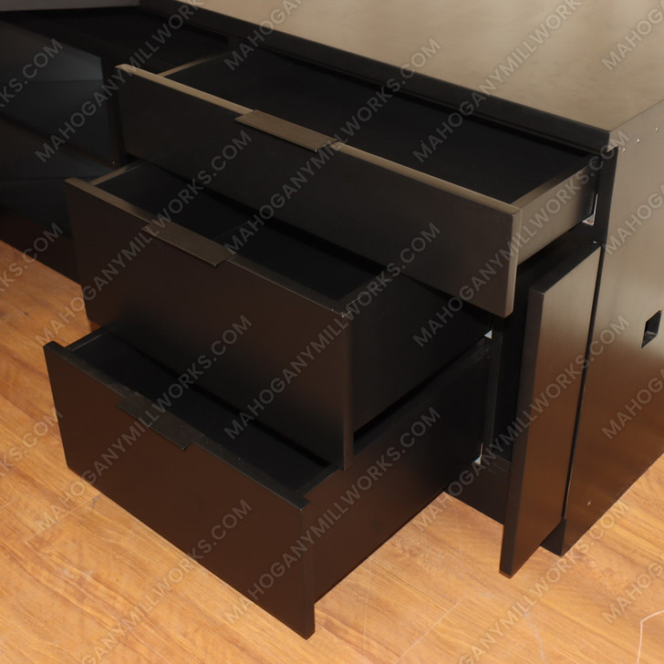 Custom Black Desk w/ Bookcase Set