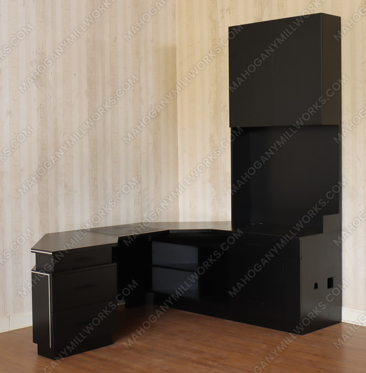 Custom Black Desk w/ Bookcase Set