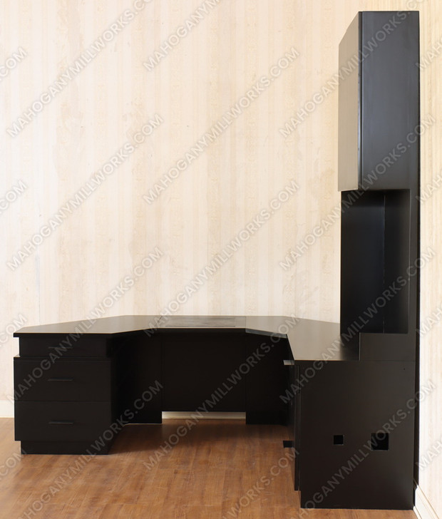 Custom Black Desk w/ Bookcase Set