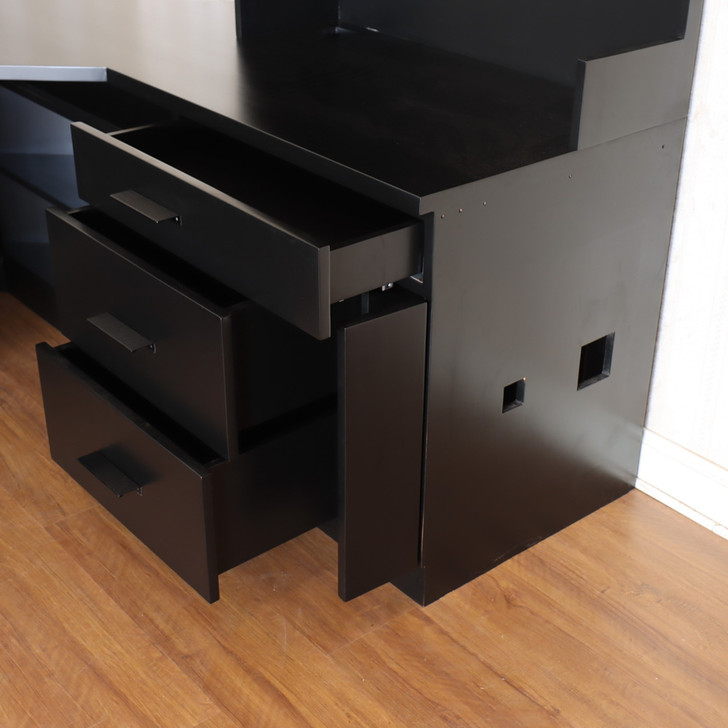 Custom Black Desk w/ Bookcase Set