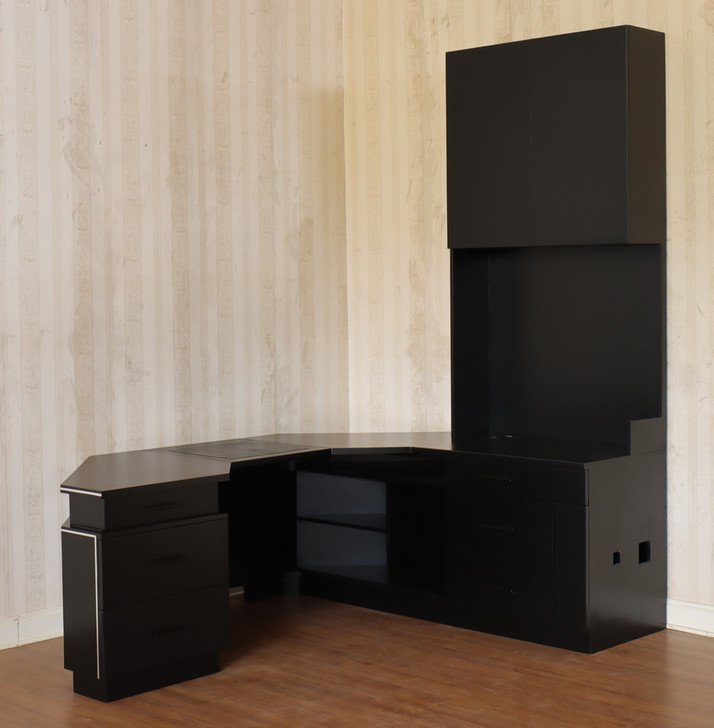 Custom Black Desk w/ Bookcase Set