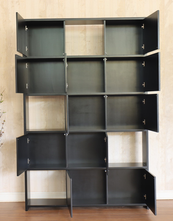 Custom Black Desk w/ Bookcase Set