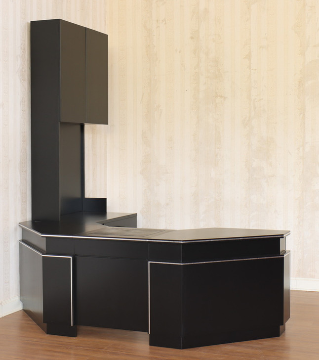 Custom Black Desk w/ Bookcase Set
