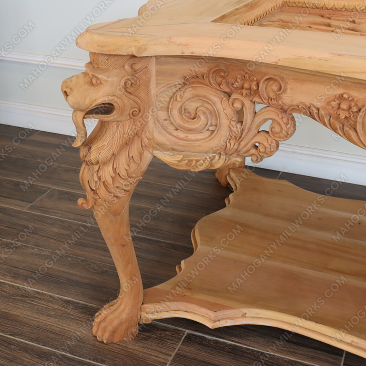 8ft Custom 'Tiger in the Bamboo Forest 3D Relief' Carved Dining Table