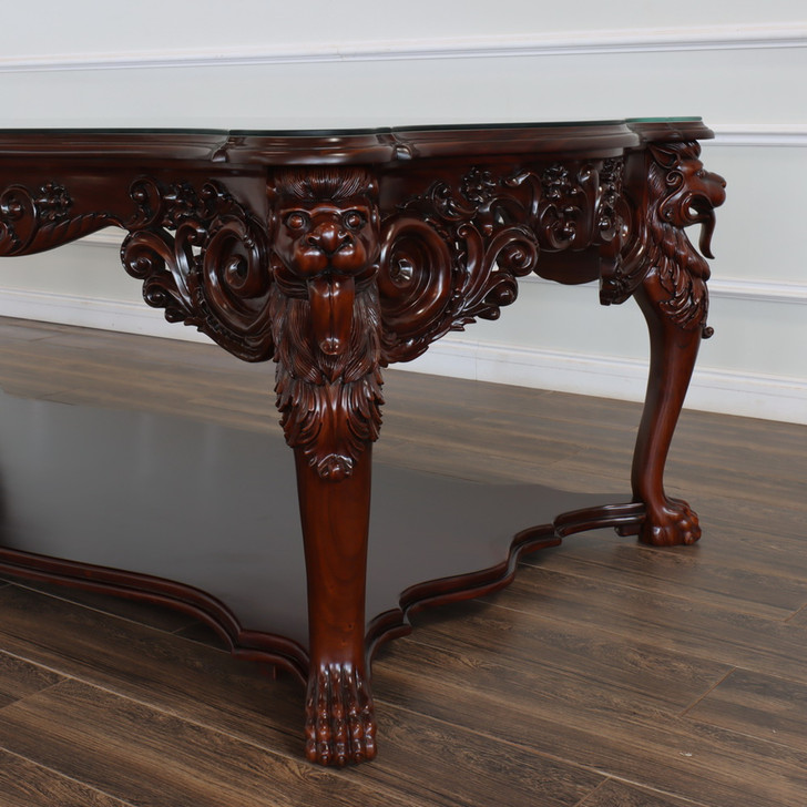 8ft Custom 'Tiger in the Bamboo Forest 3D Relief' Carved Dining Table