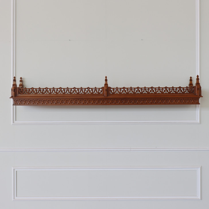 Custom Mahogany Gothic Hanging Wall Shelf (92L x 10H)