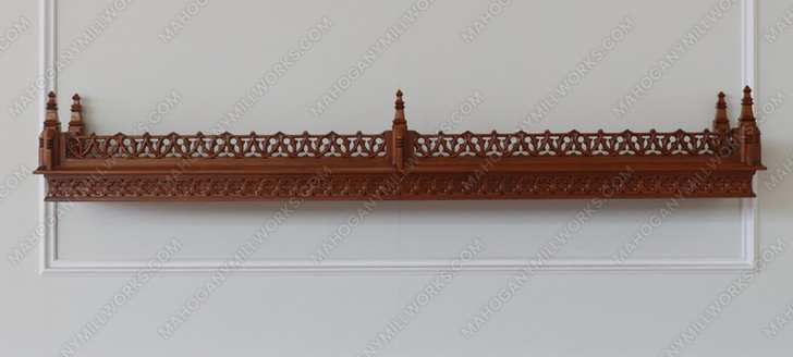 Custom Mahogany Gothic Hanging Wall Shelf (92L x 10H)