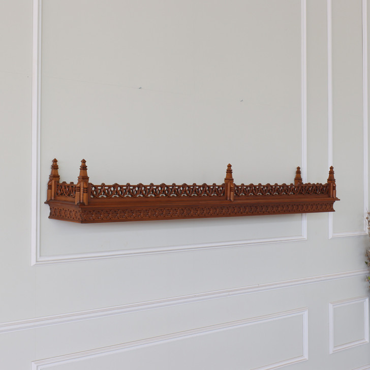 Custom Mahogany Gothic Hanging Wall Shelf (92L x 10H)