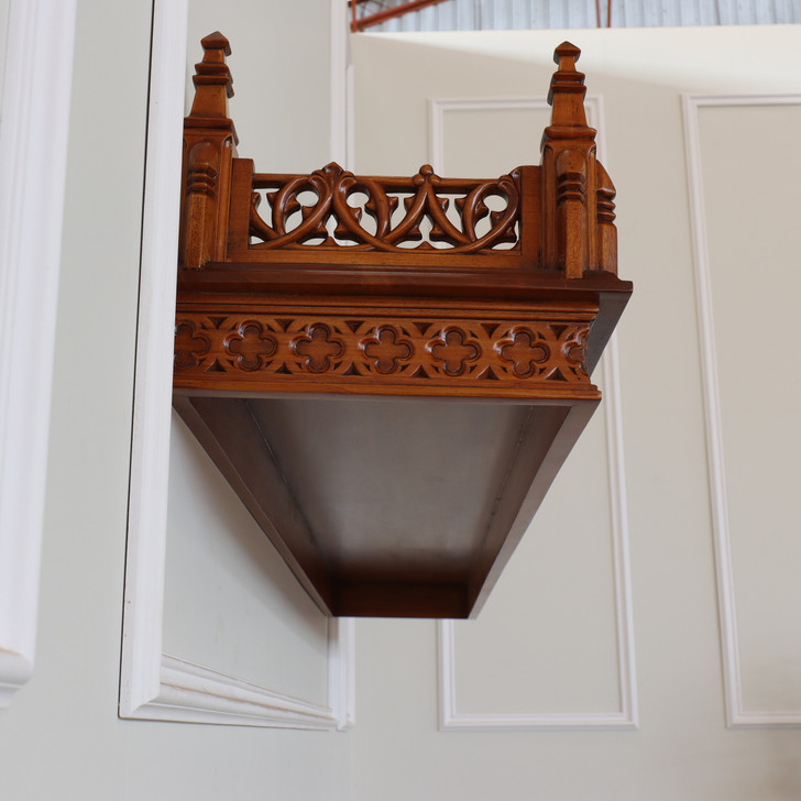 Custom Mahogany Gothic Hanging Wall Shelf (92L x 10H)
