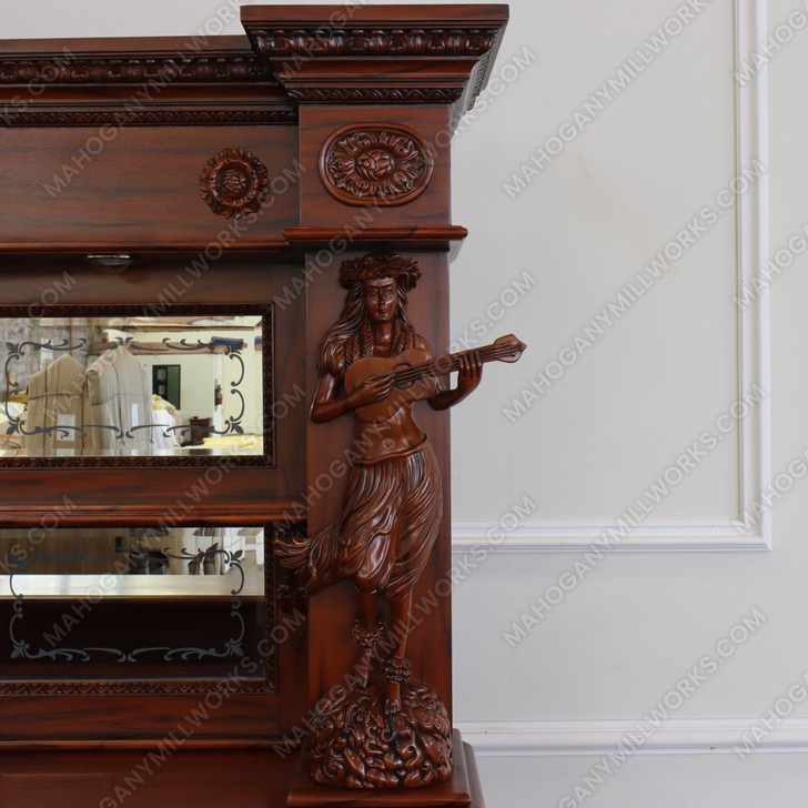 9ft Saloon Bar w/ Carved Hula Lady Statues