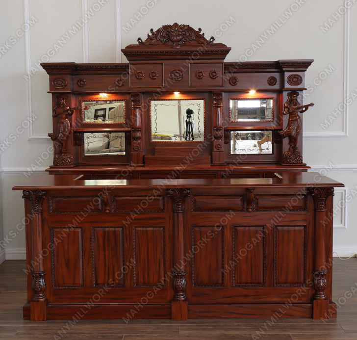 9ft Saloon Bar w/ Carved Hula Lady Statues