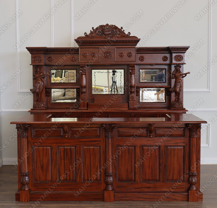 9ft Saloon Bar w/ Carved Hula Lady Statues